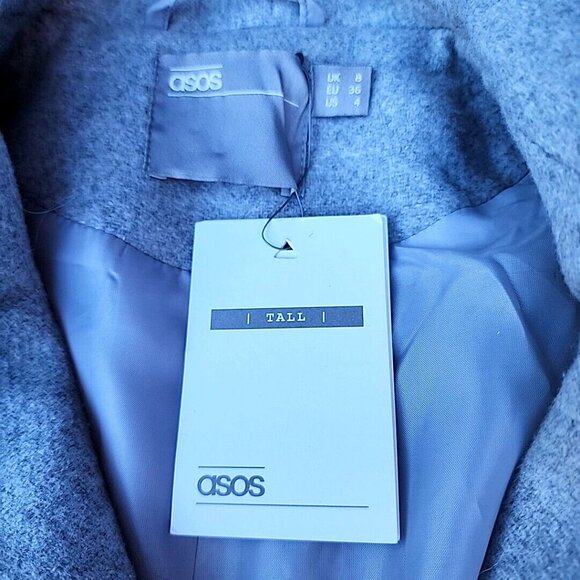 NEW Asos Grey Warm Felt Moto Biker Assymetrical Zip Jacket Ladies US Sz 4 NWT - Picture 8 of 11